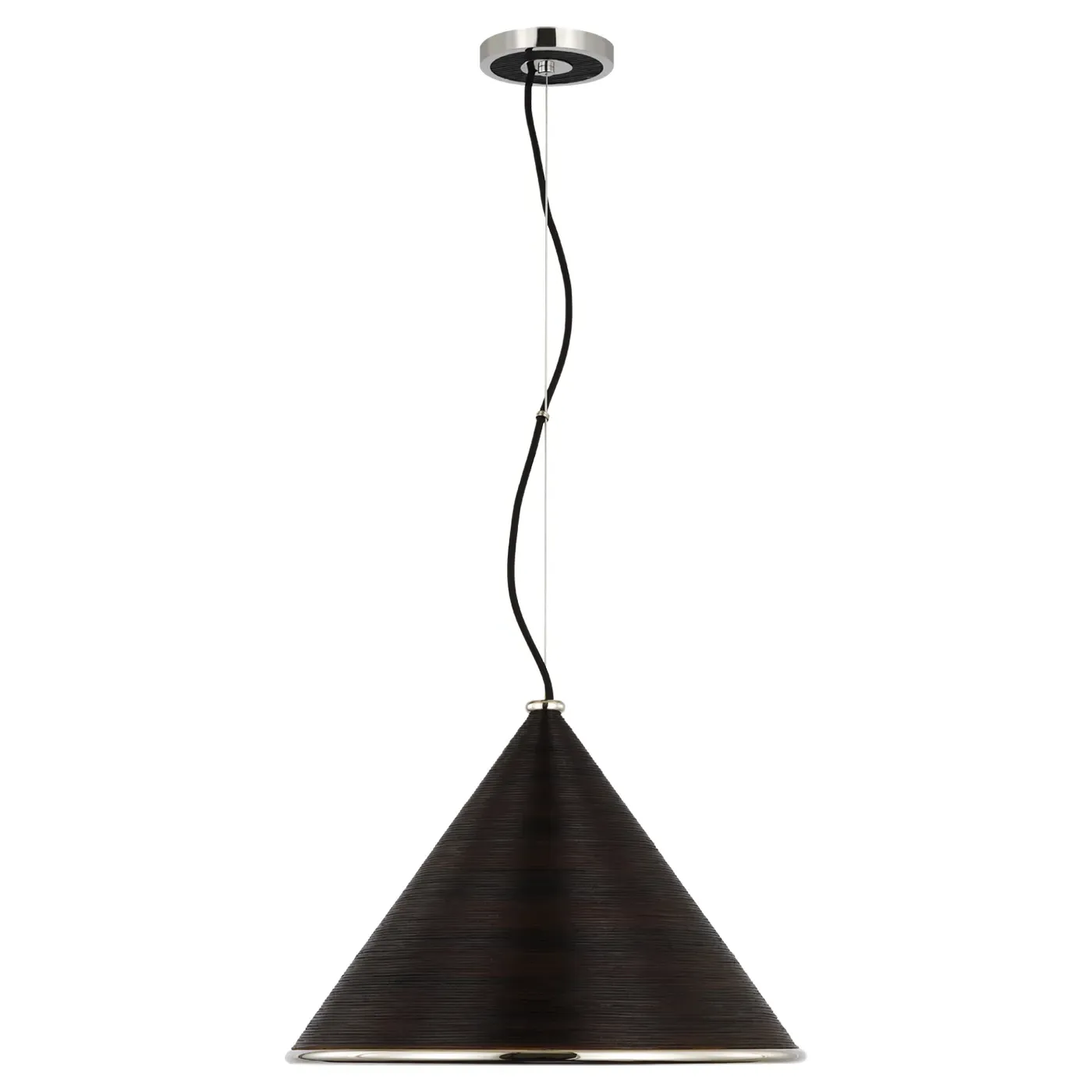 Reine Round Pendant Light - Polished Nickel, Black Rattan image