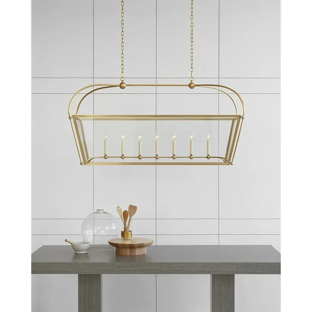 Riverside Linear Pendant - Antique Burnished Brass, Metal