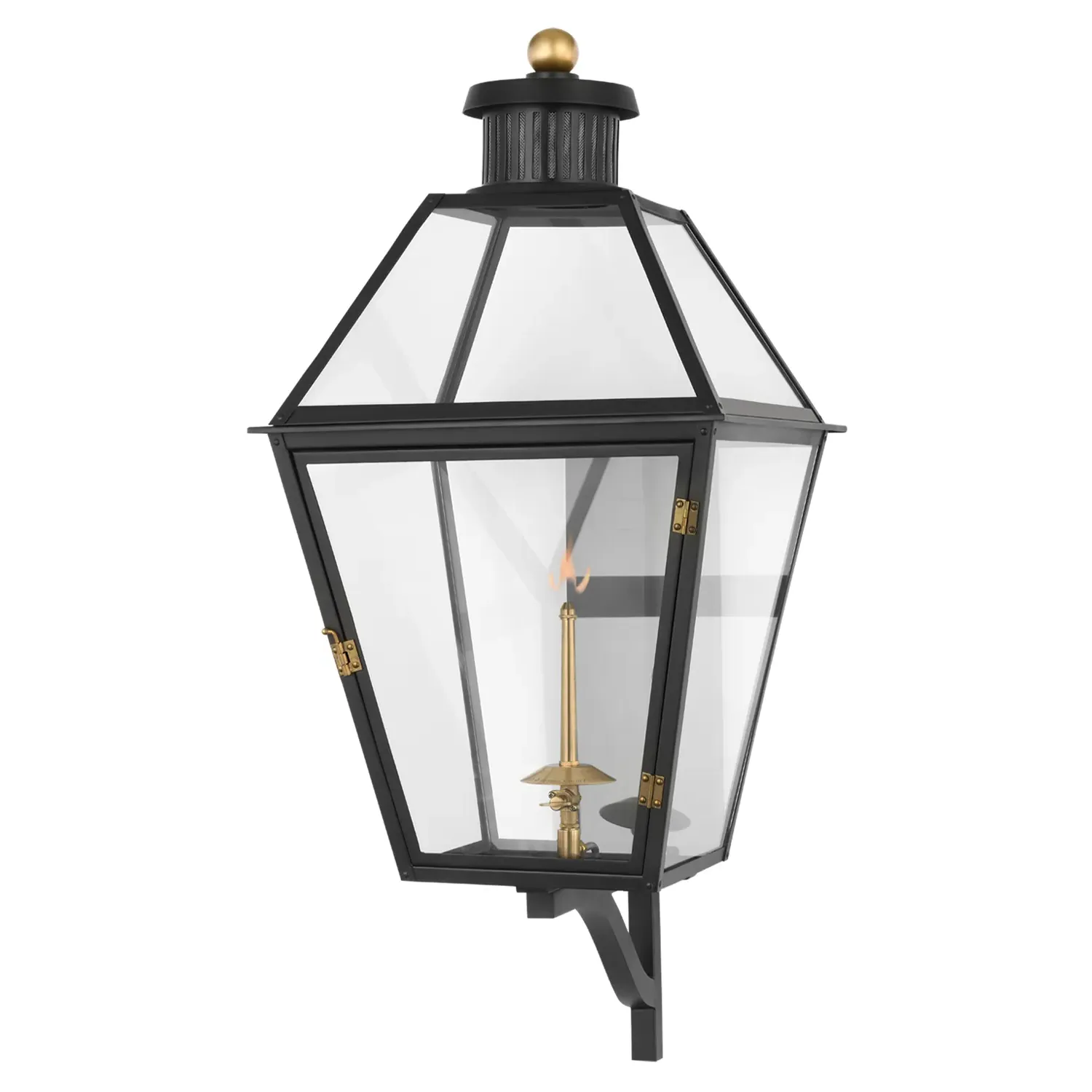 Stratford Large Bracket Outdoor Wall Lantern - Matte Black, Metal