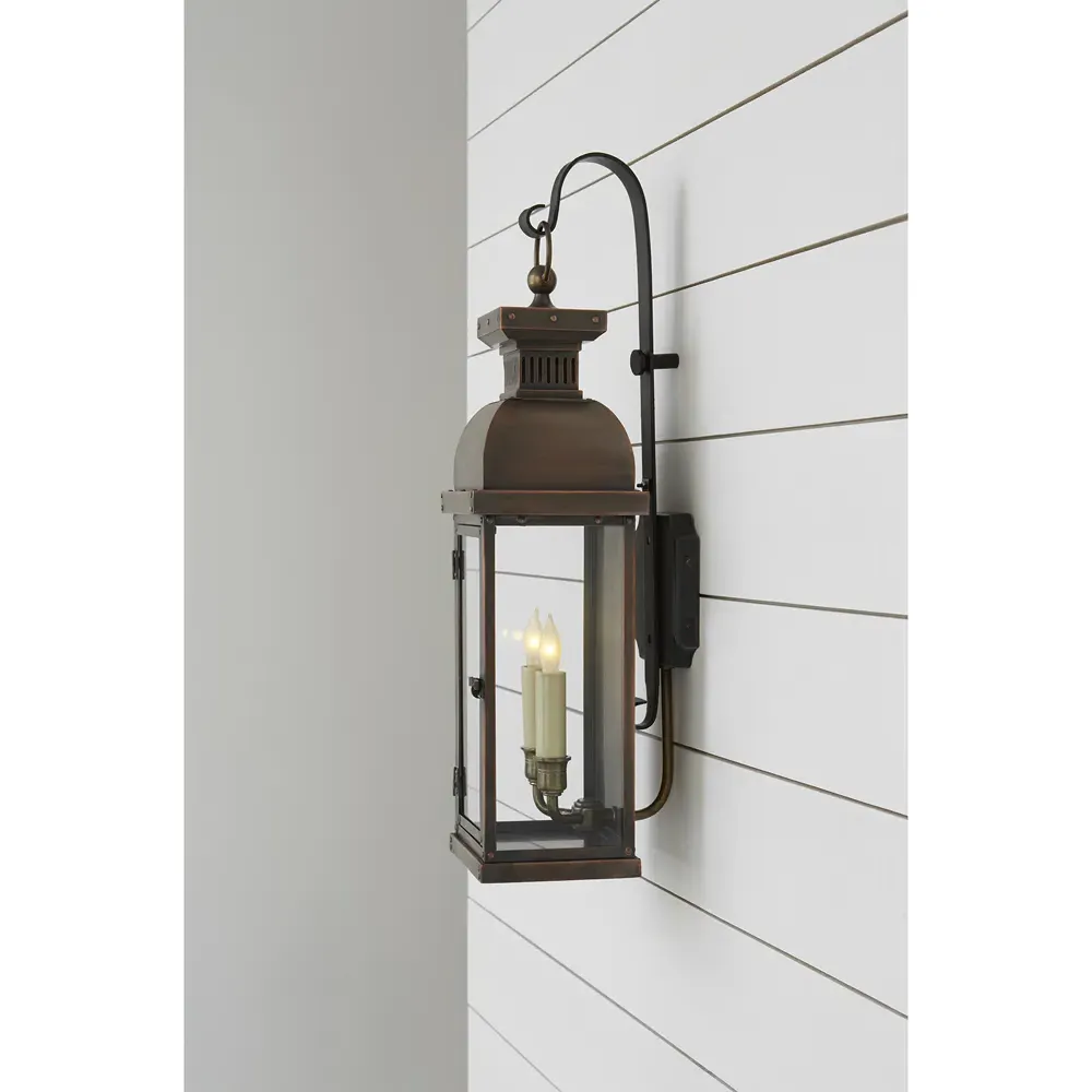 Suffork French Copper Medium Scroll Arm Lantern - Brown, Metal