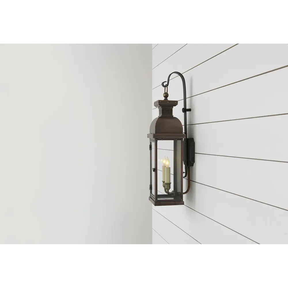 Suffork French Copper Medium Scroll Arm Lantern - Brown, Metal