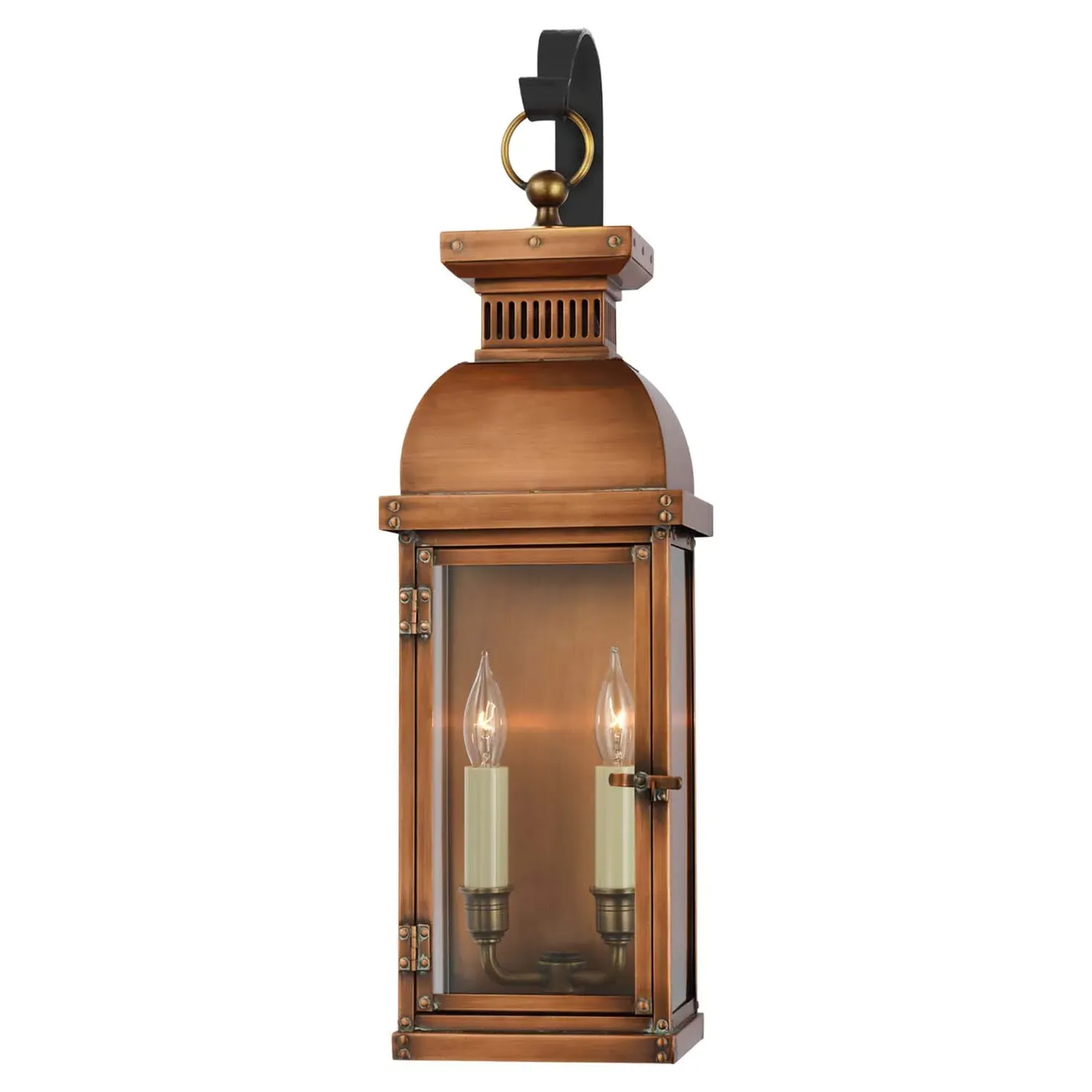 Suffork French Copper Medium Scroll Arm Lantern - Brown, Metal