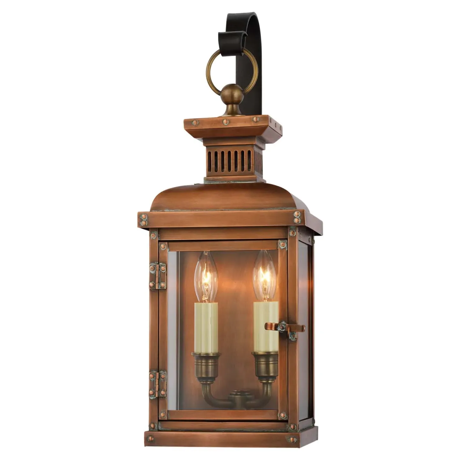 Suffork French Copper Small Scroll Arm Lantern - Brown, Metal image