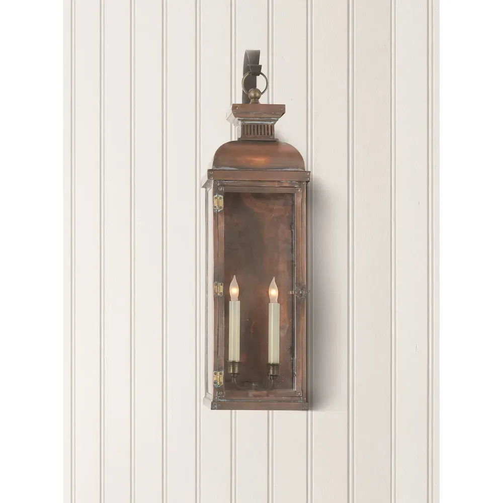 Suffork French Copper Tall Scroll Arm Lantern - Brown, Metal