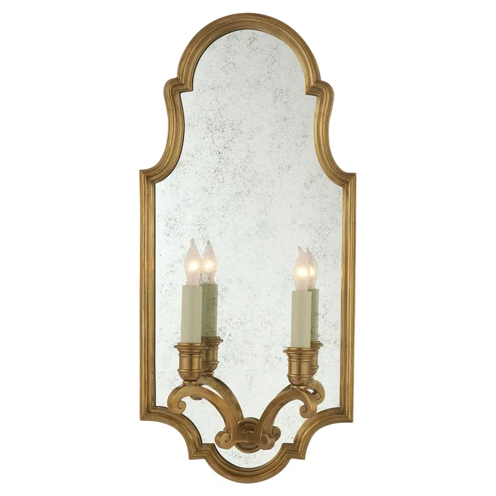 Sussex Medium Double Mirror Sconce - Antique Brass, Metal