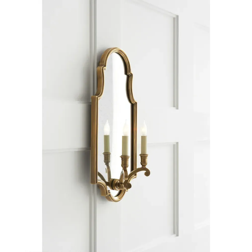 Sussex Small Mirror Framed Sconce - Antique Brass, Metal