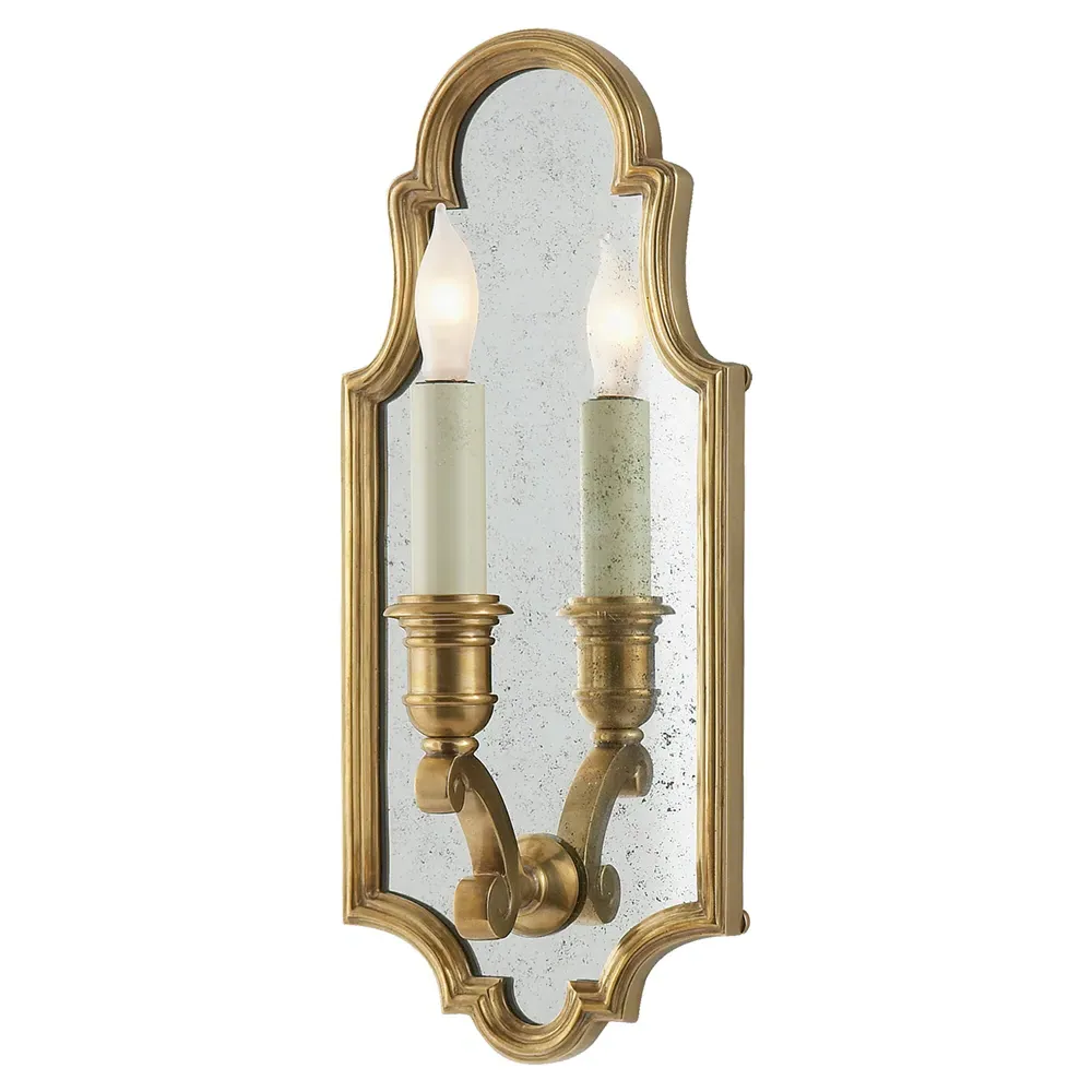 Sussex Small Mirror Framed Sconce - Antique Brass, Metal image