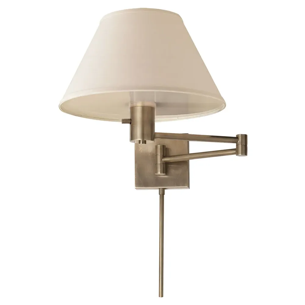 Swing Arm Sconce with Linen Shade - Antique Nickel, Metal