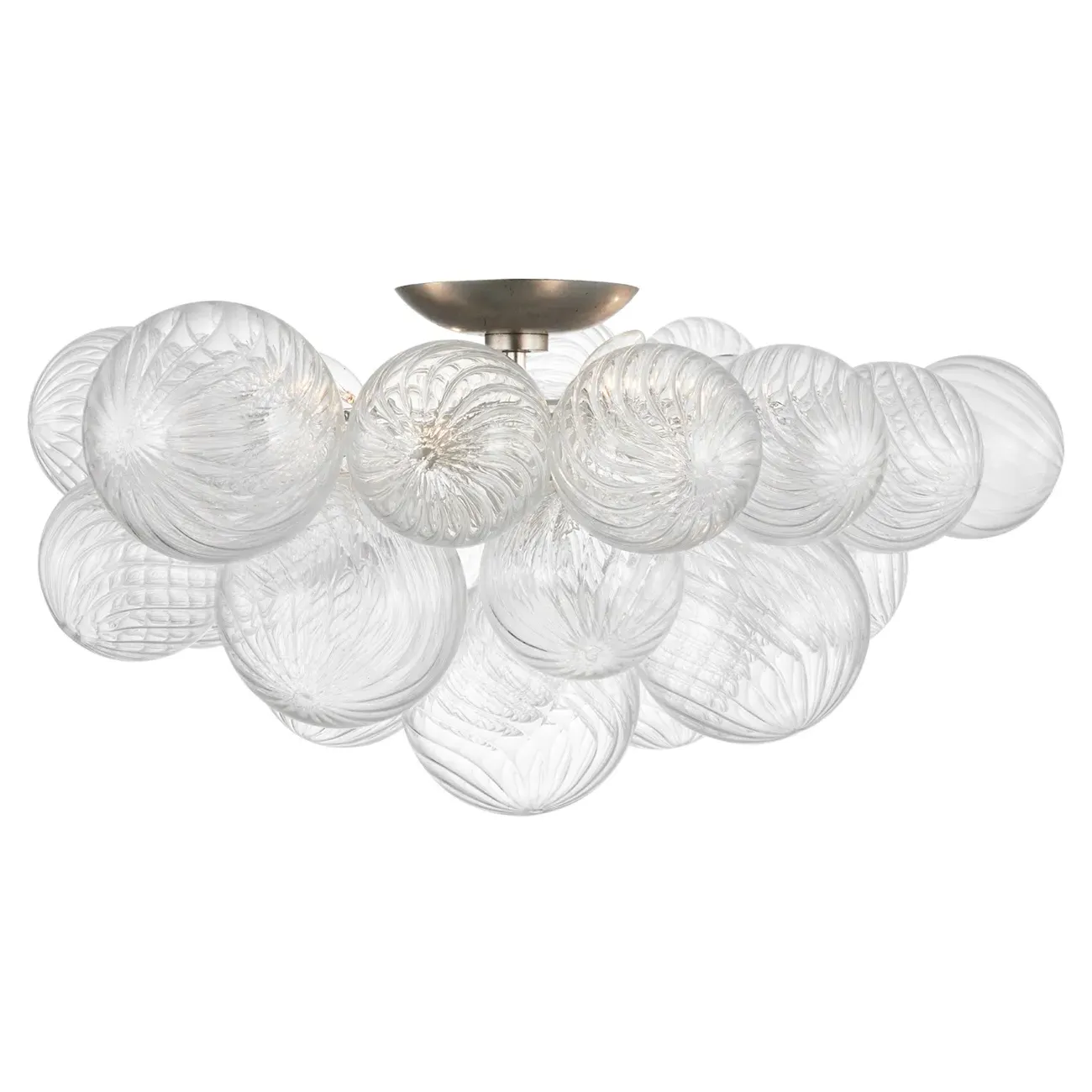 Talia Extra Large Swirled Glass Flush Mount - Burnished Silver, Metal