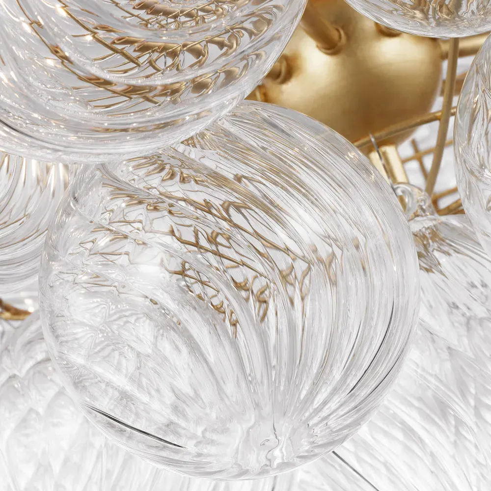 Talia Grande Flush Mount with Swirled Glass - Gild, Metal