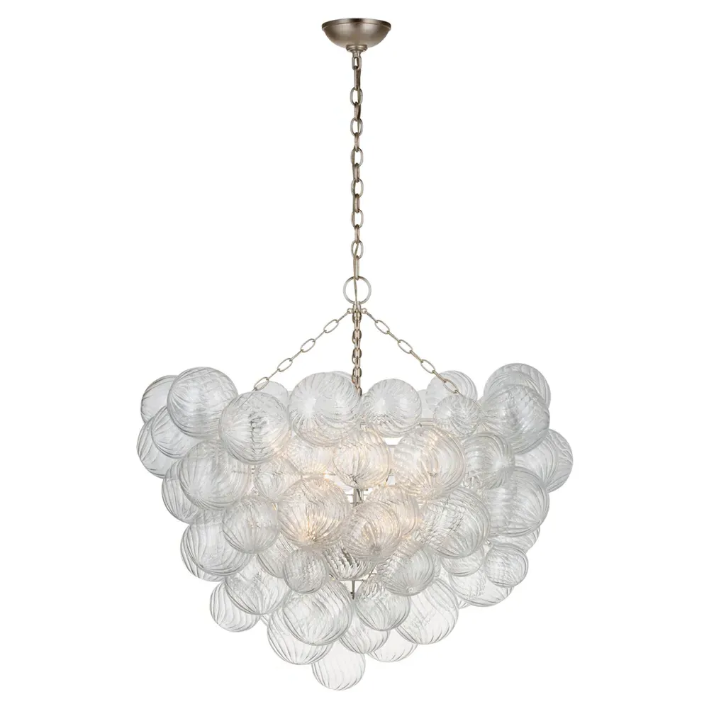 Talia Grande Swirled Glass Chandelier - Burnished Silver, Metal