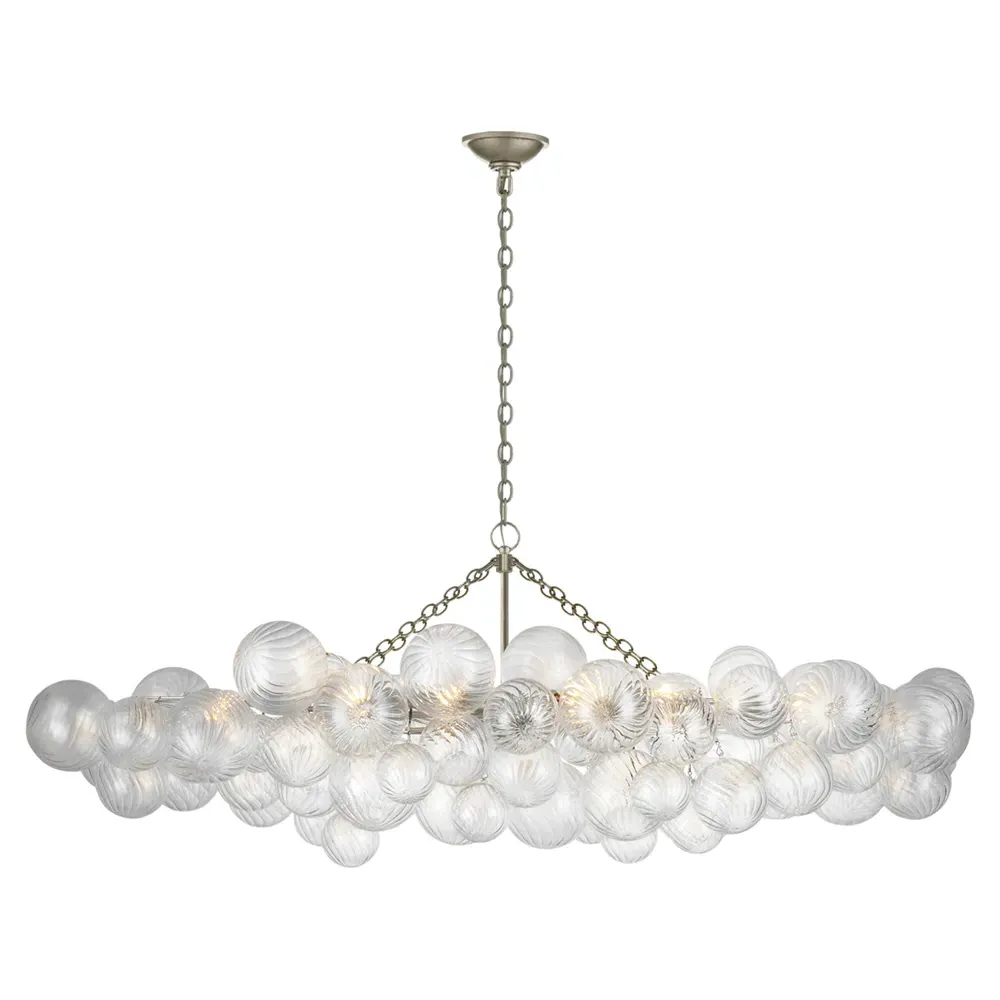 Talia Large Linear Glass Chandelier - Burnished Silver, Metal