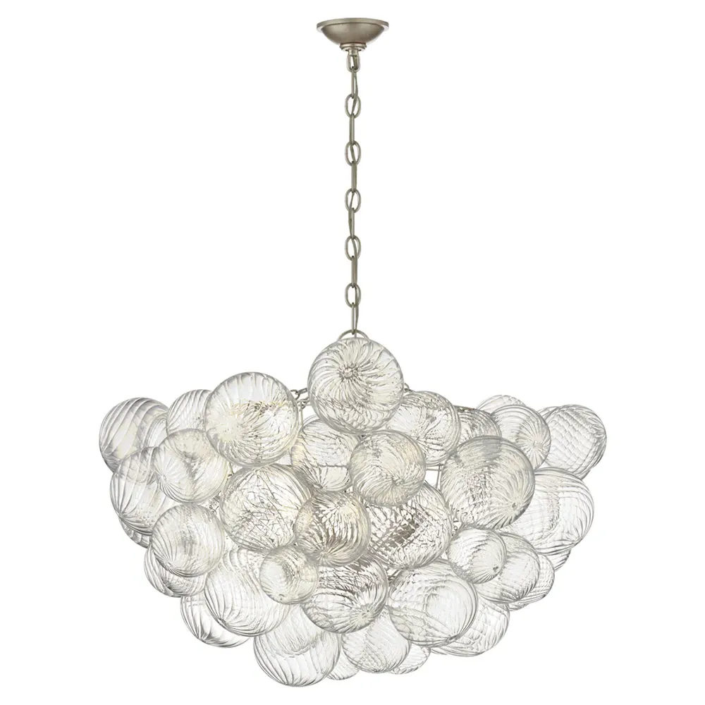 Talia Large Swirled Glass Chandelier - Burnished Silver, Metal