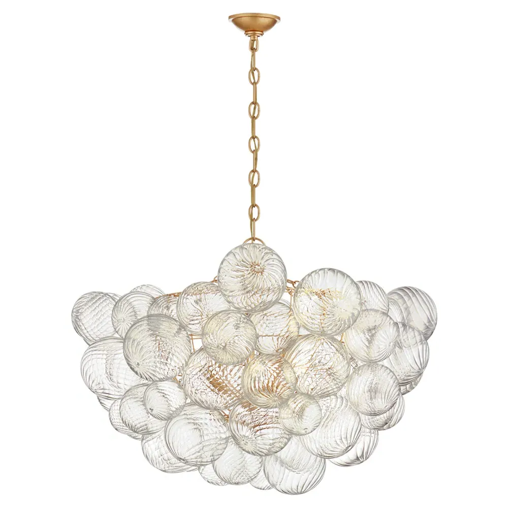 Talia Large Swirled Glass Chandelier - Gild, Metal