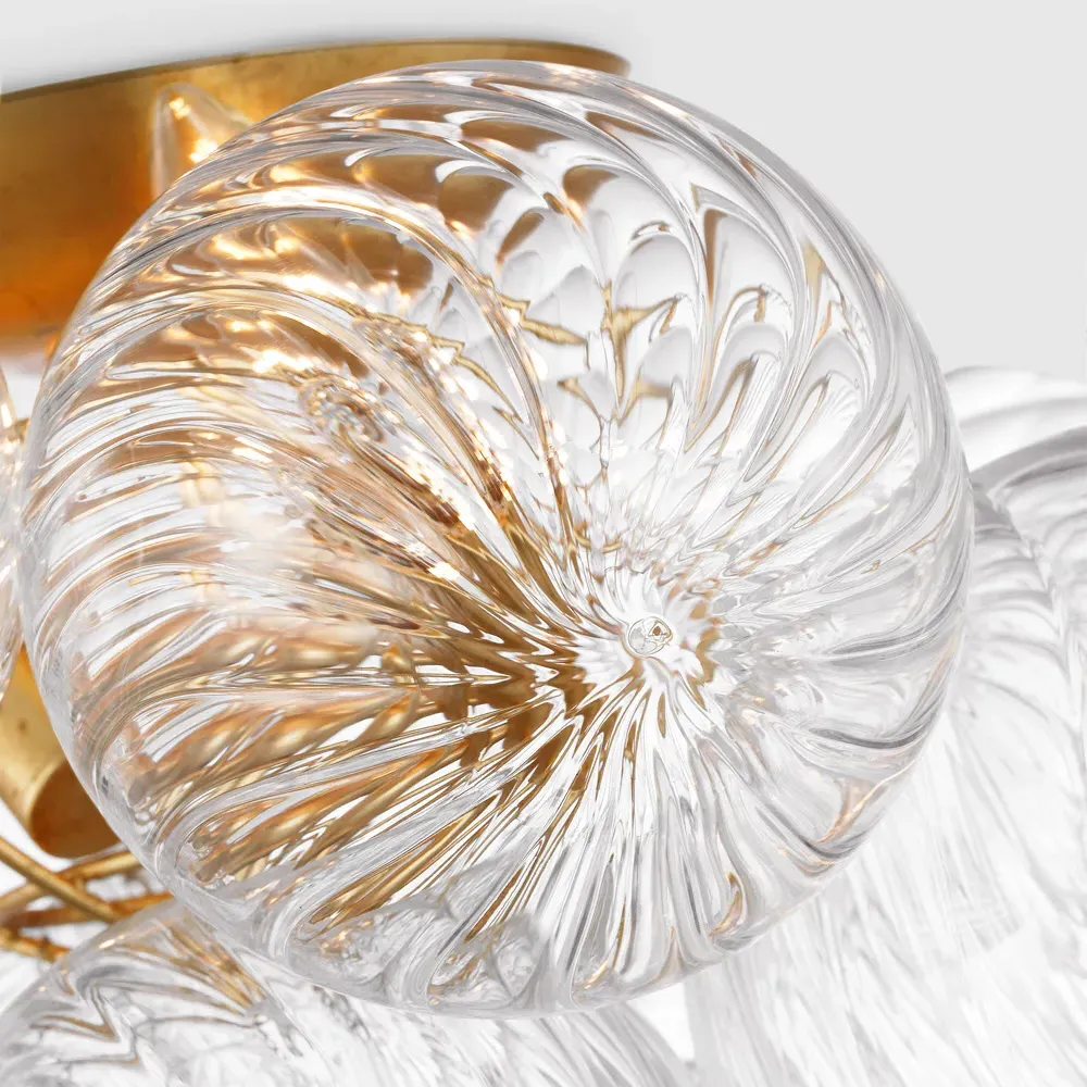 Talia Large Swirled Glass Flush Mount - Burnished Silver, Metal