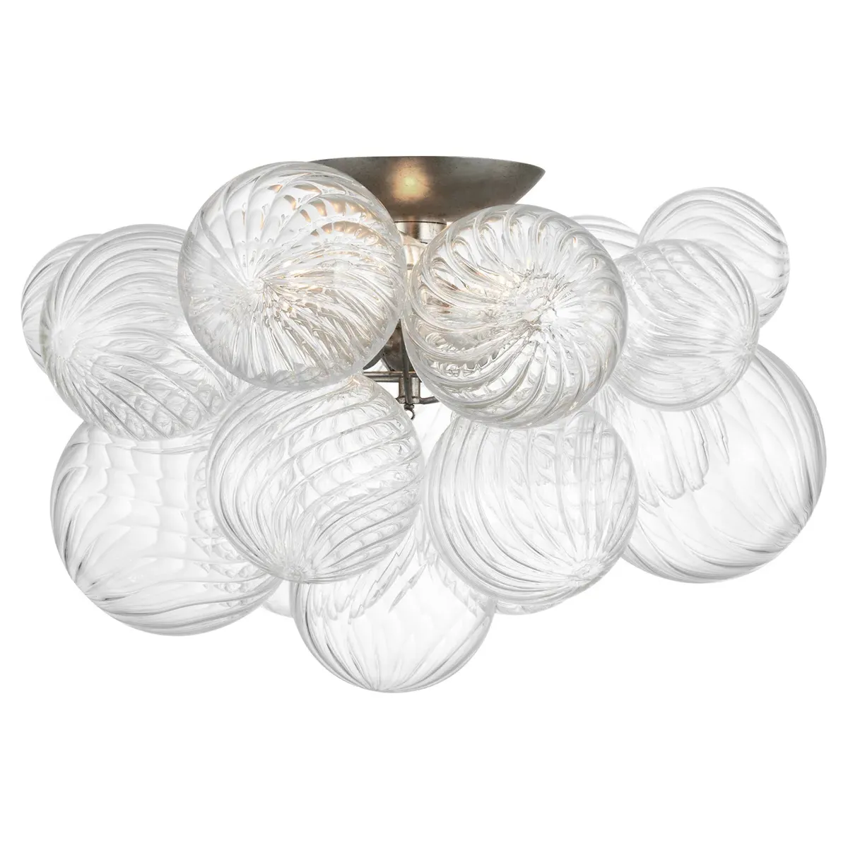 Talia Large Swirled Glass Flush Mount - Burnished Silver, Metal