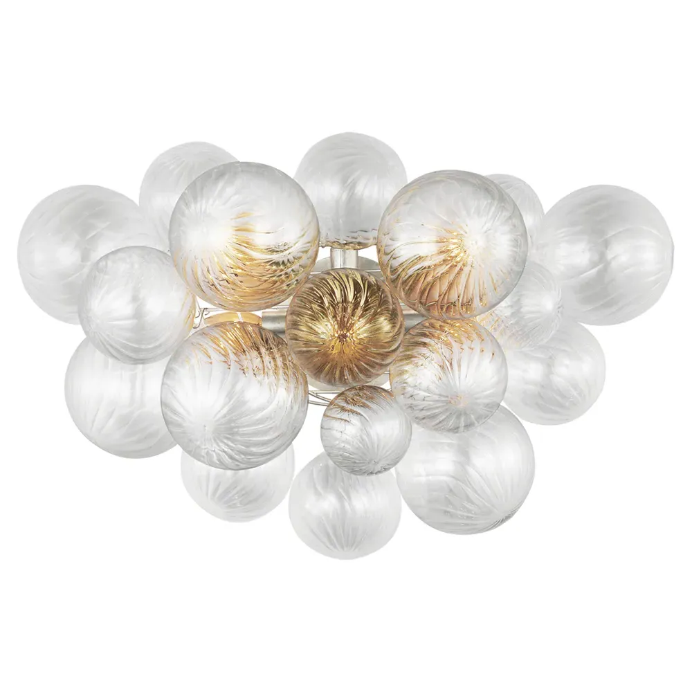 Talia Large Swirled Glass Sconce - Burnished Silver, Metal