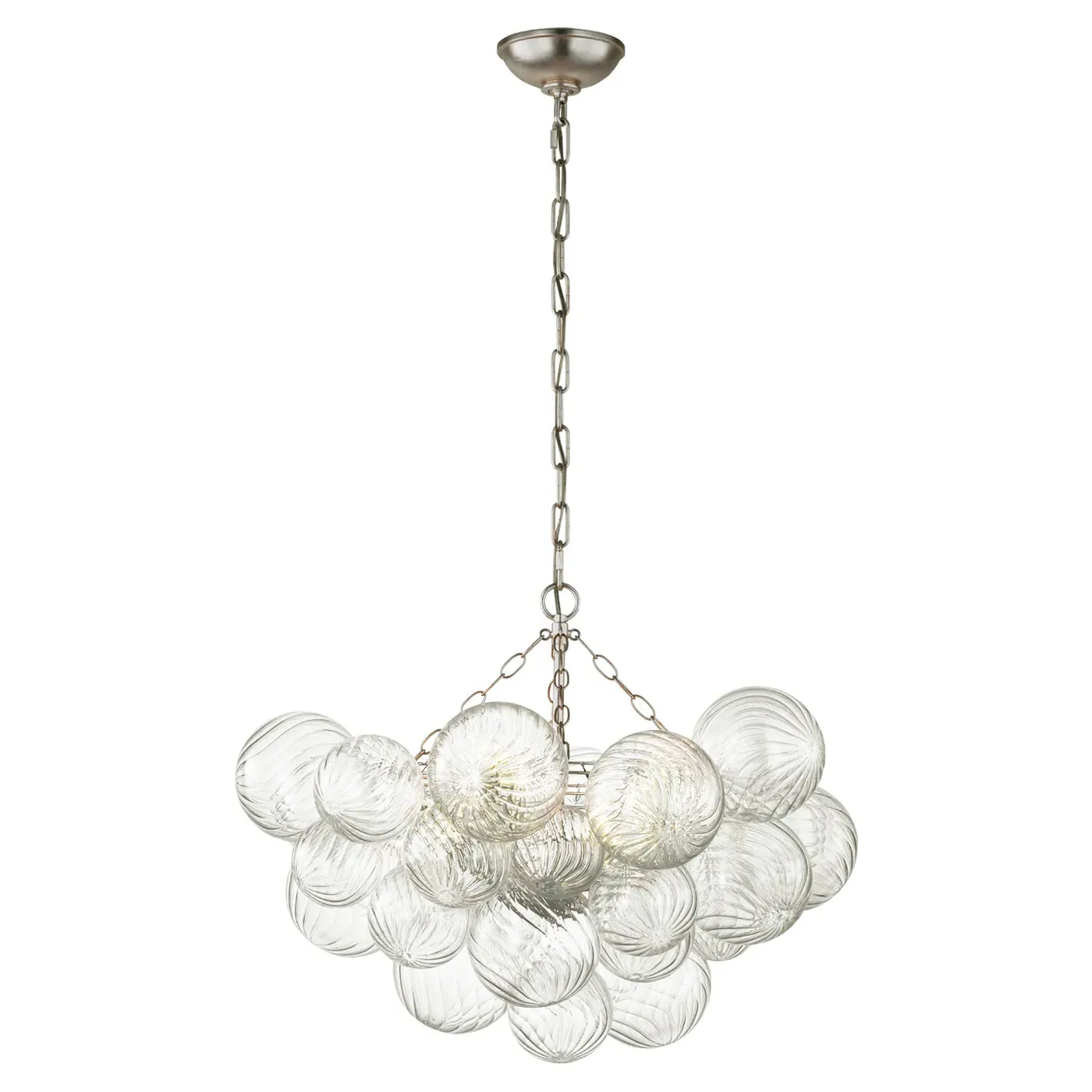 Talia Medium Swirled Glass Chandelier - Burnished Silver, Metal