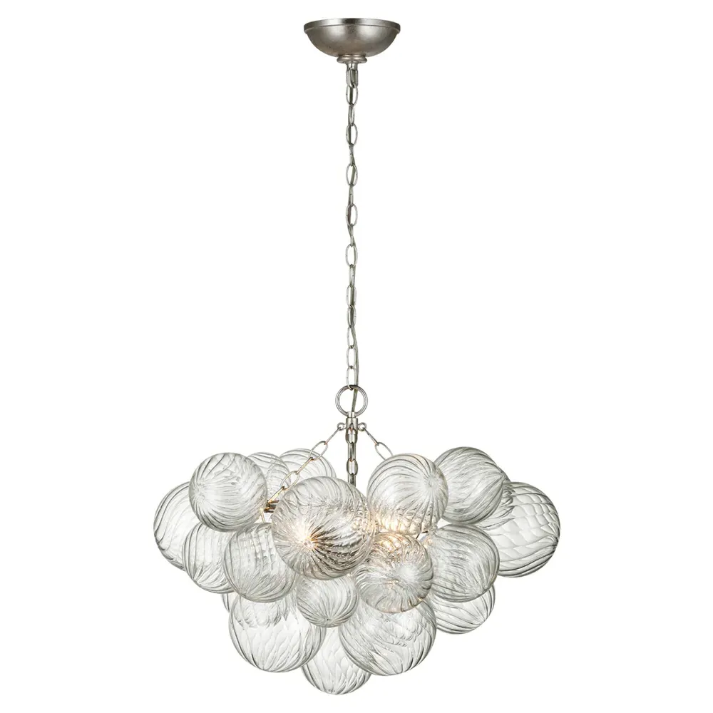 Talia Small Swirled Glass Chandelier - Burnished Silver, Metal