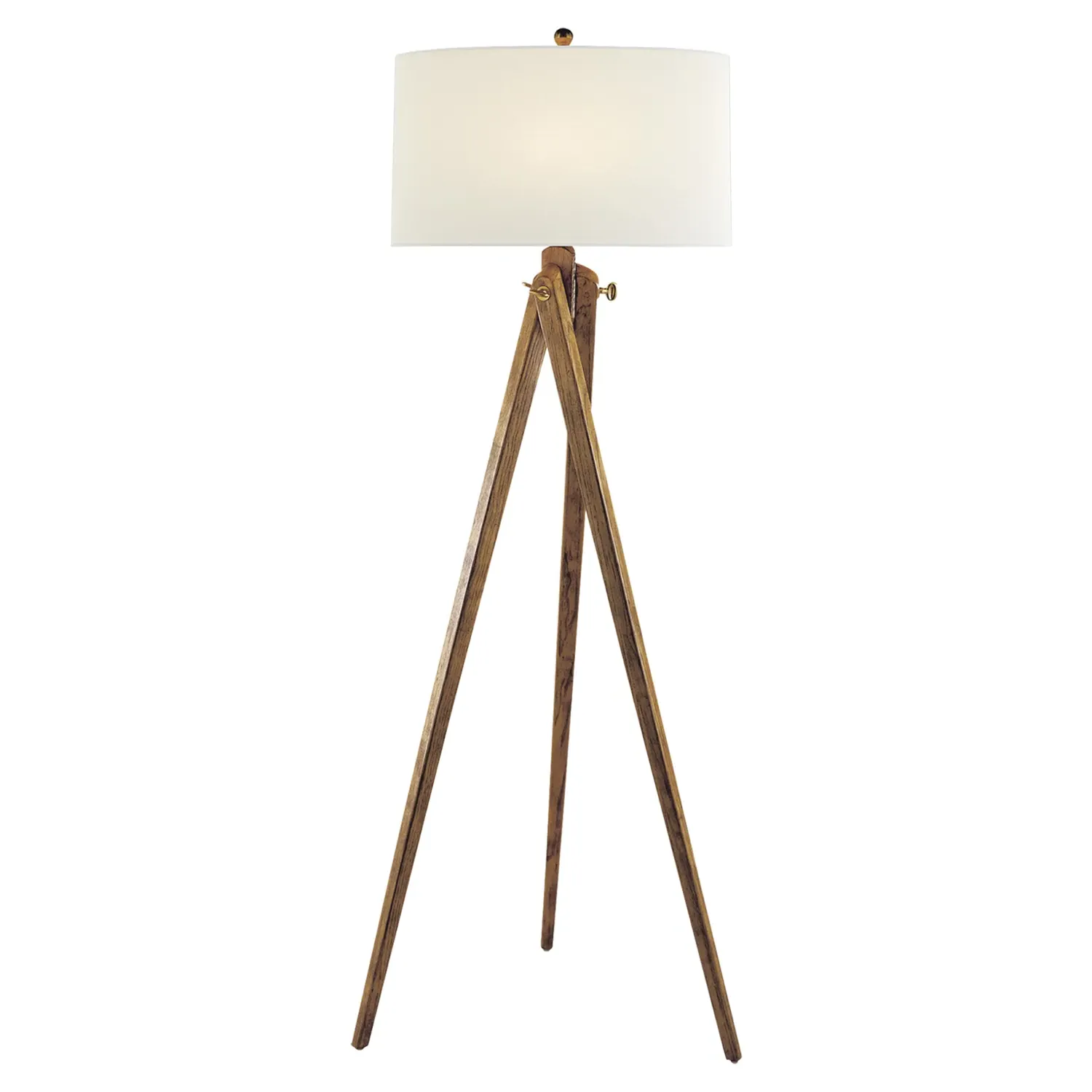 Tripod Floor Lamp with Linen Shade - French Wax, Wood image
