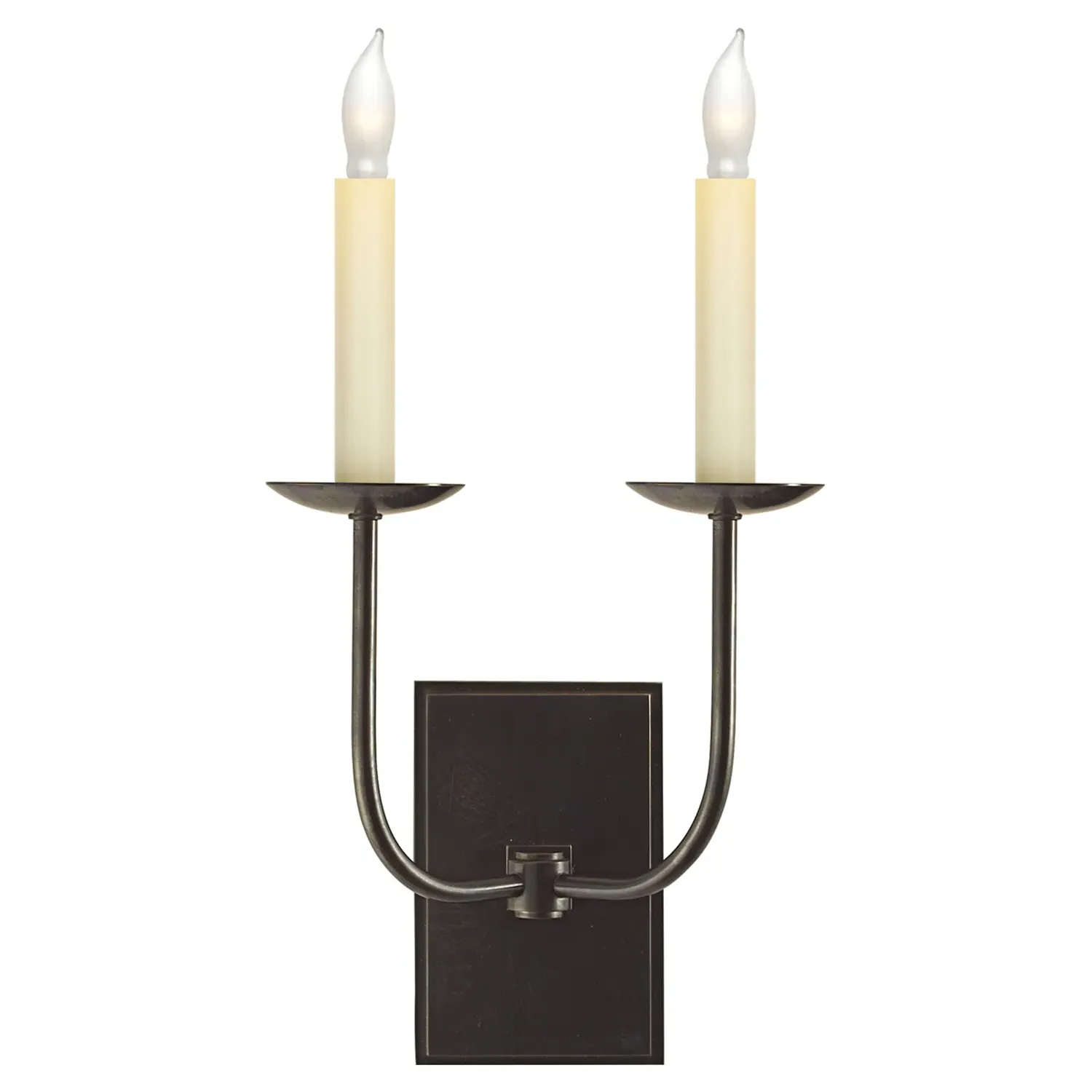 TT Hollywood Regency Double Candle Wall Sconce - Bronze, Metal image