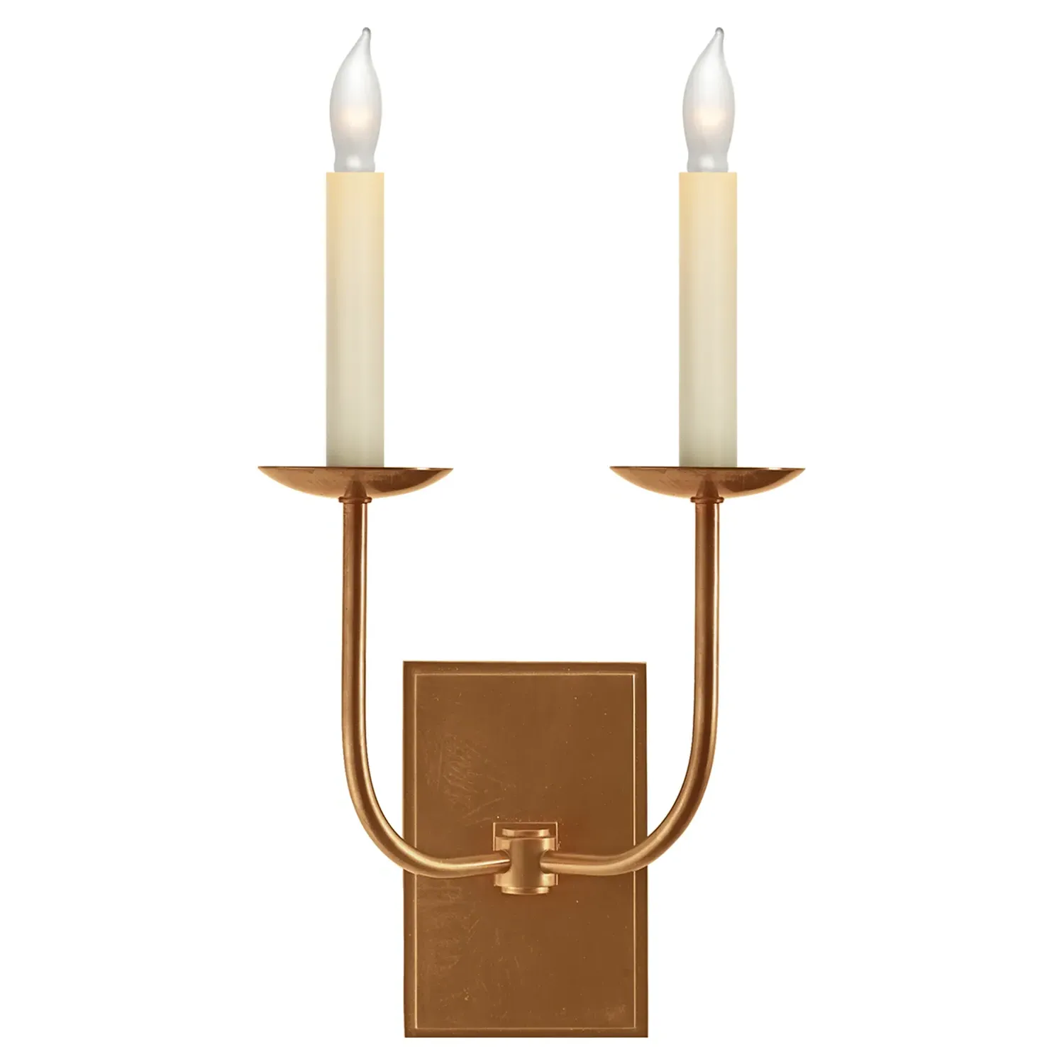 TT Regency Double Candle Wall Light Sconce - Antique Brass, Metal