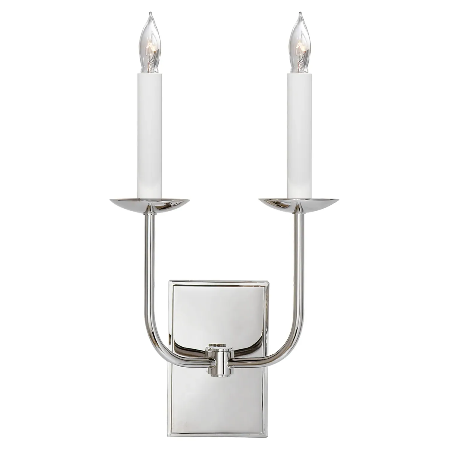 TT Regency Double Candle Wall Light Sconce - Polished Nickel, Metal