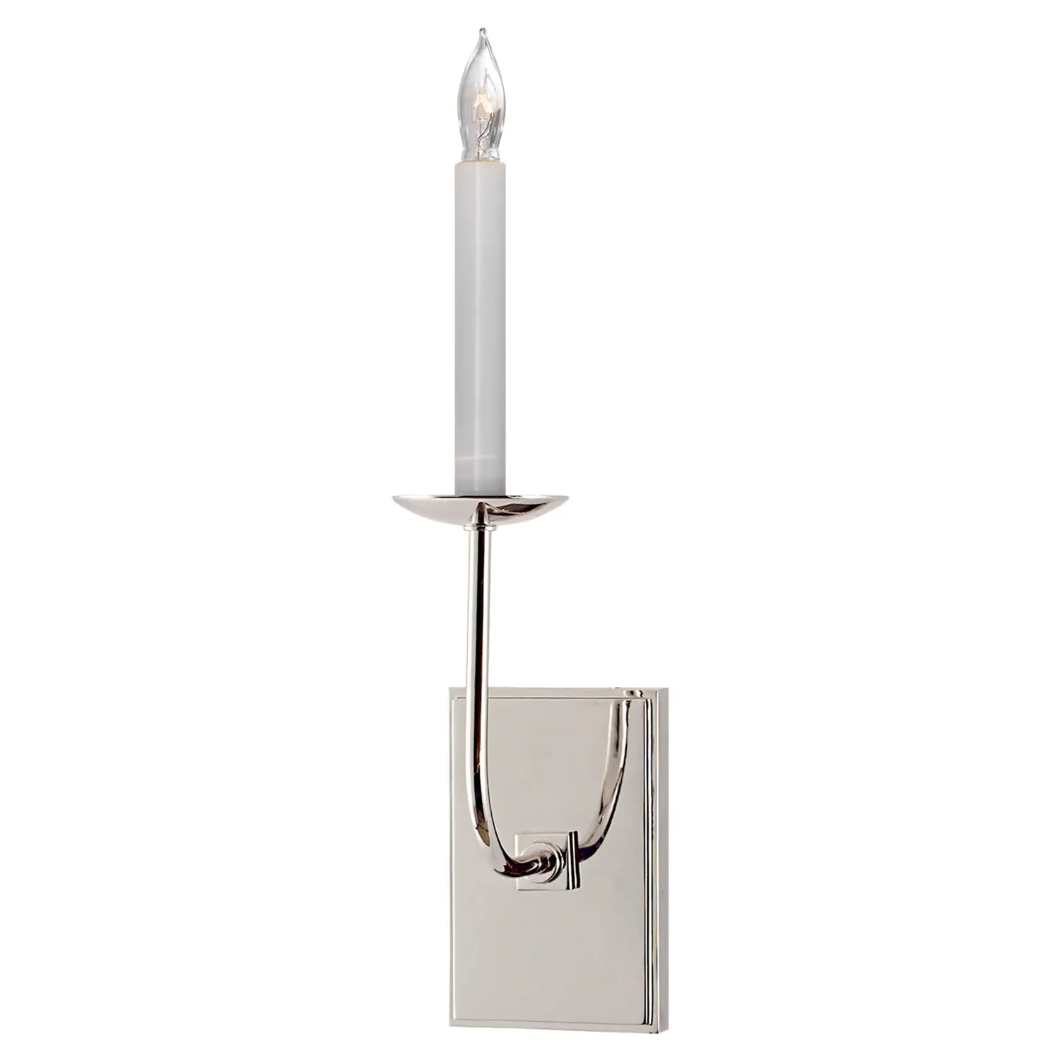 TT Regency Single Candle Wall Light Sconce - Polished Nickel, Metal