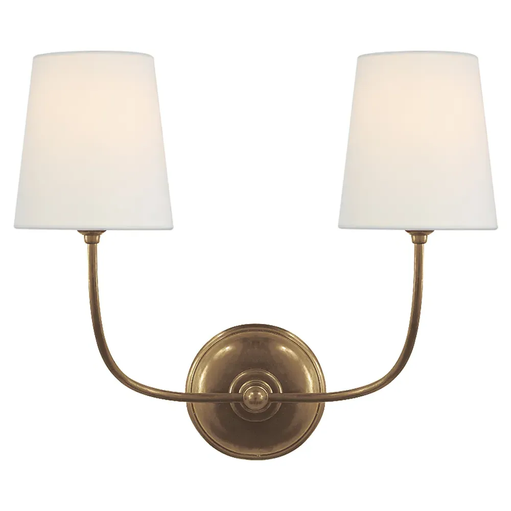 Vendome Double Armed Sconce - Antique Brass, Metal image