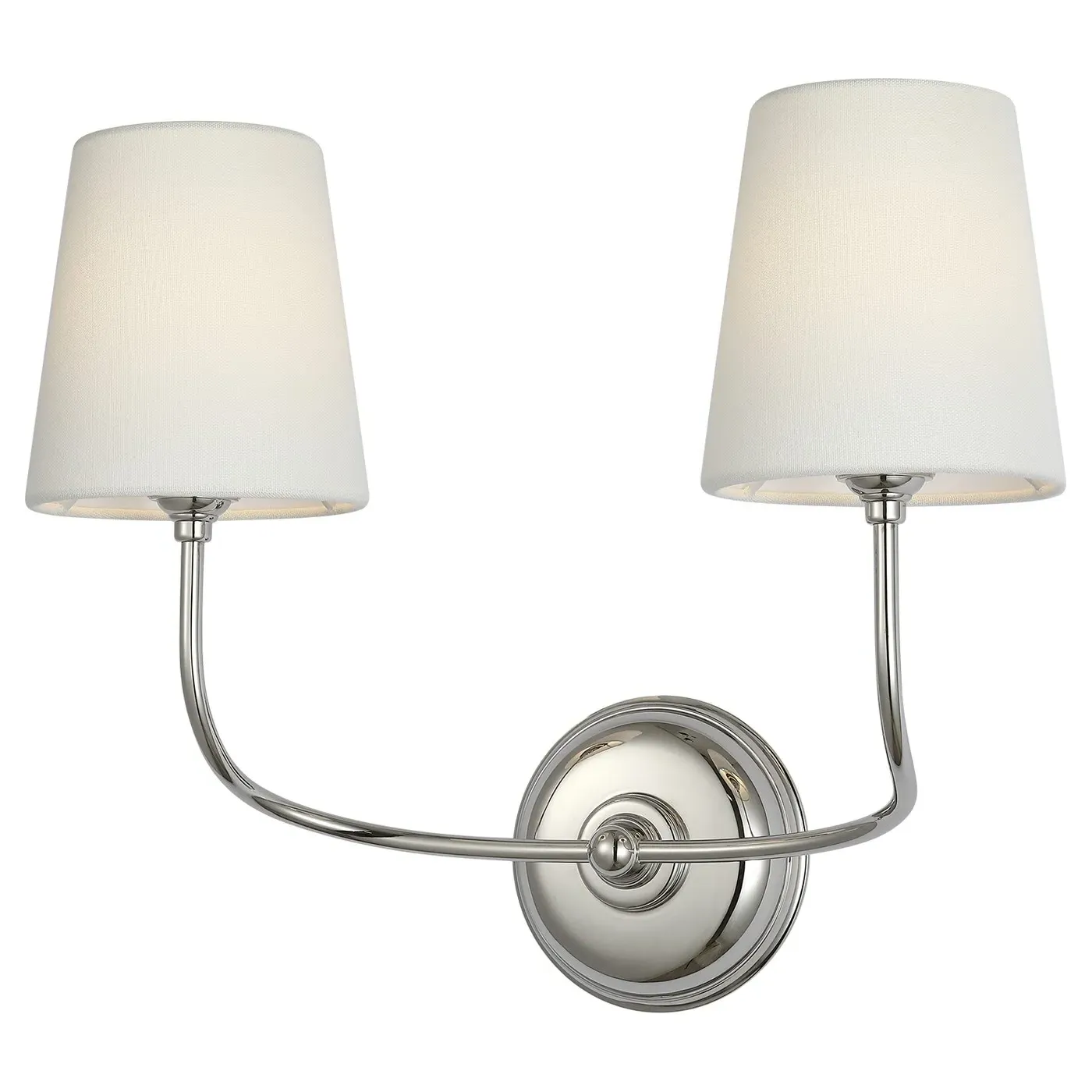 Vendome Double Armed Sconce - Polished Nickel, Brass