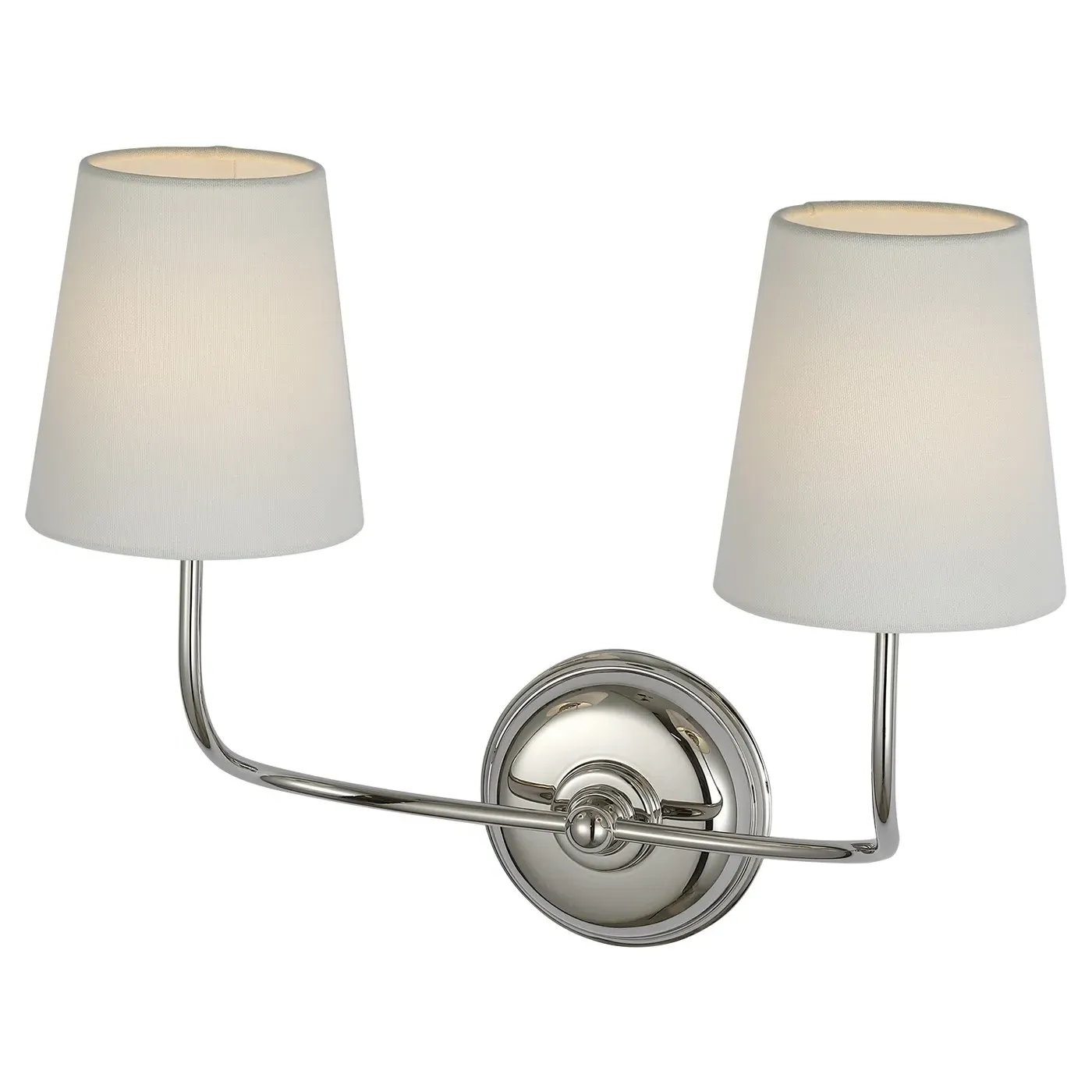 Vendome Double Armed Sconce - Polished Nickel, Brass