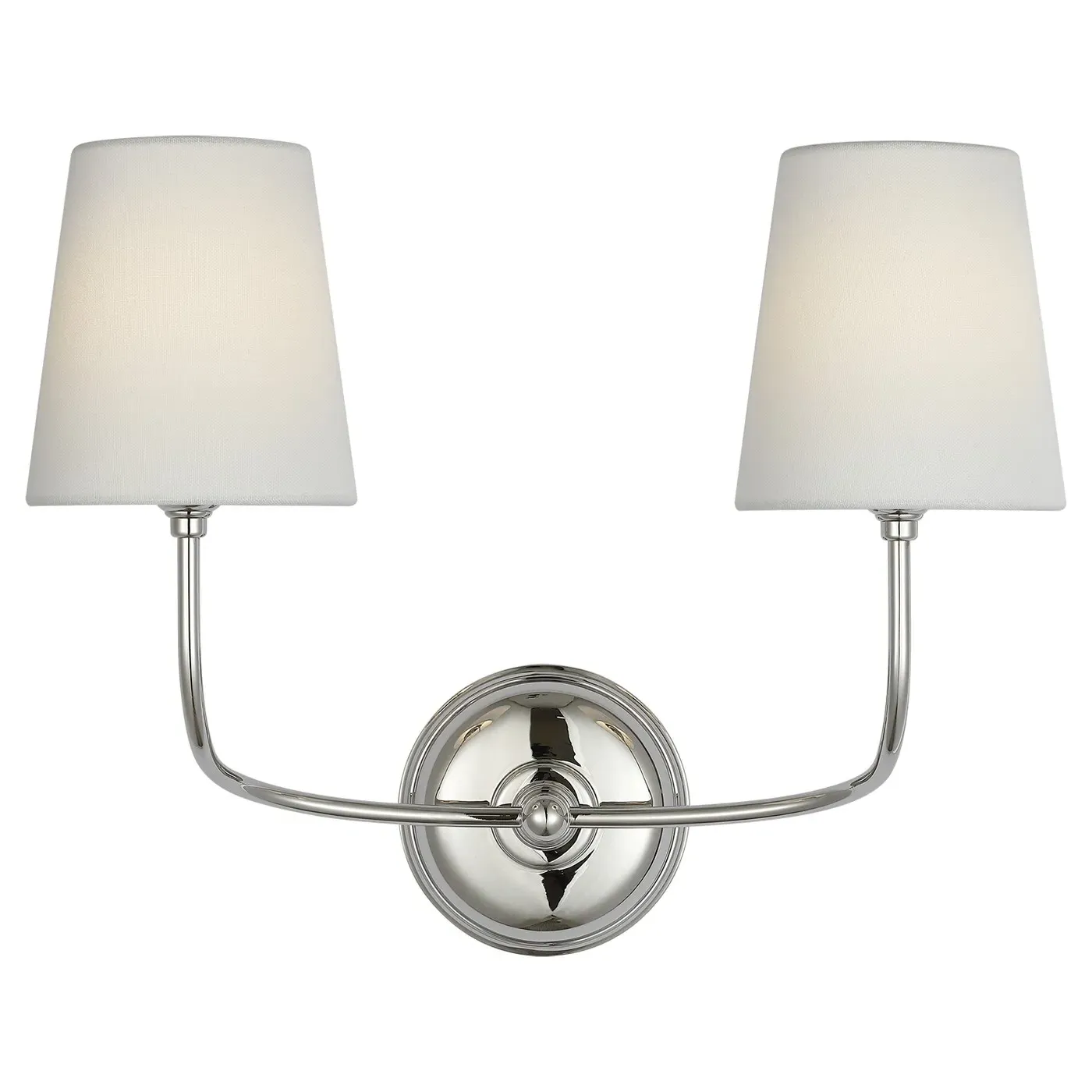 Vendome Double Armed Sconce - Polished Nickel, Brass