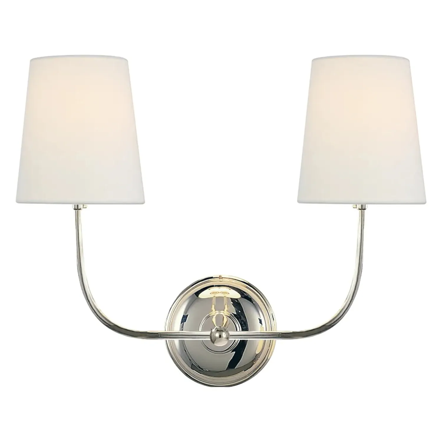 Vendome Double Armed Sconce - Polished Nickel, Metal