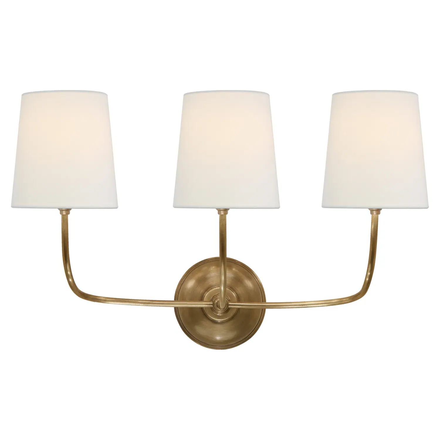 Vendome Triple Armed Wall Sconce - Antique Brass, Linen image