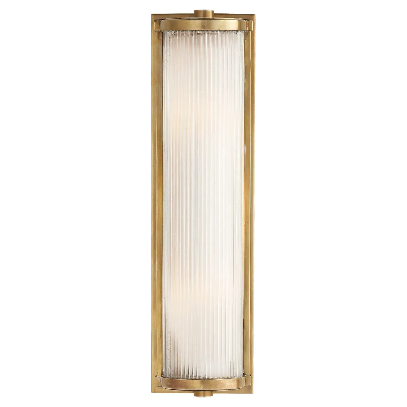 Visual Comfort Dresser Long Frosted Glass Sconce - Antique Brass