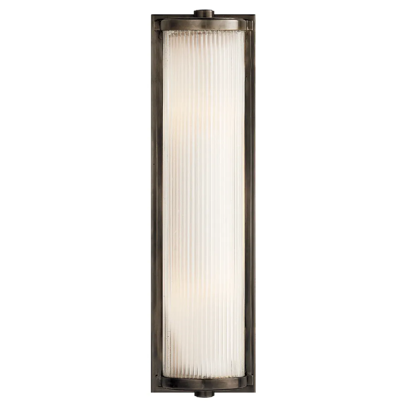 Visual Comfort Dresser Long Frosted Glass Sconce - Bronze