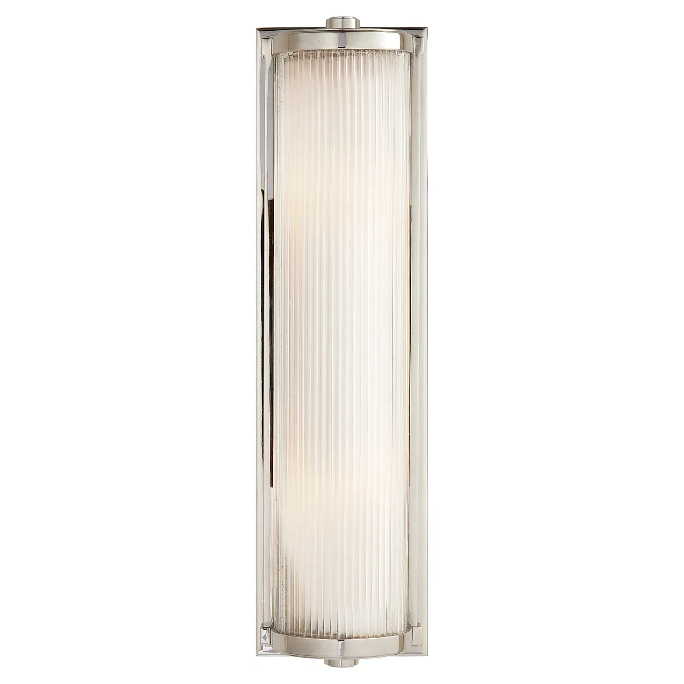 Visual Comfort Dresser Long Frosted Glass Sconce - Polished Nickel