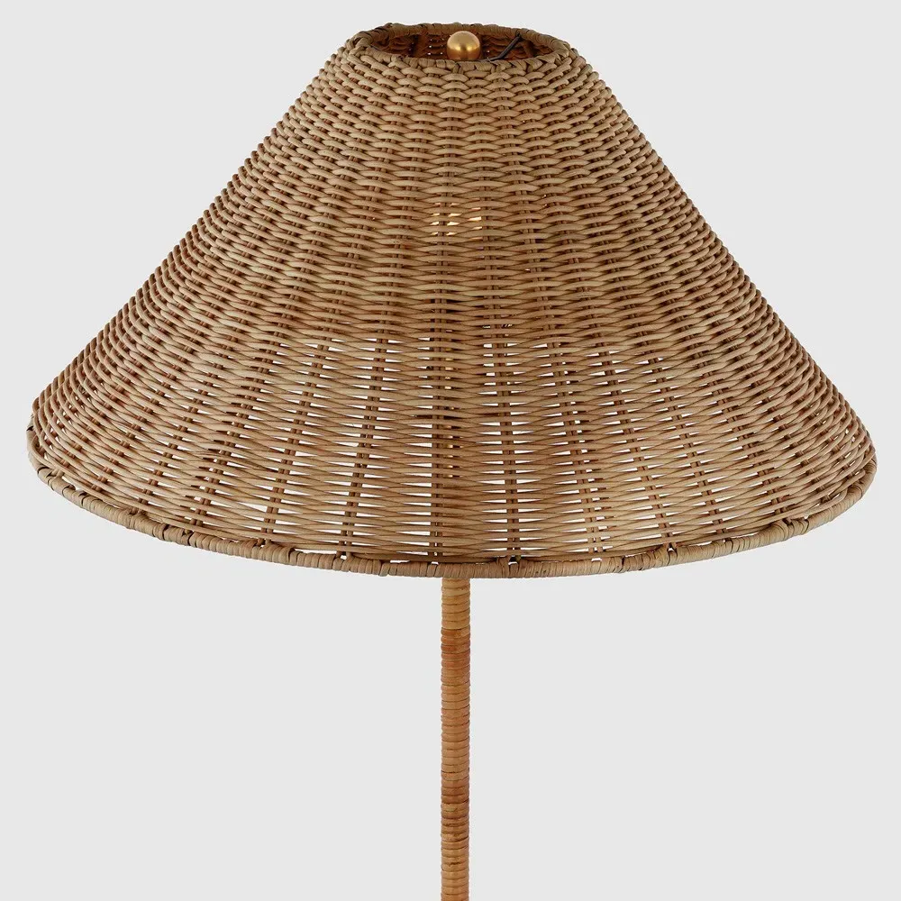Wimberley Wicker Wrapped Floor Lamp - Natural, Brass