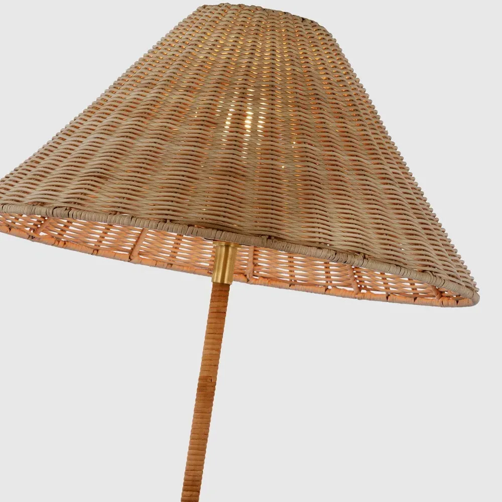Wimberley Wicker Wrapped Floor Lamp - Natural, Brass