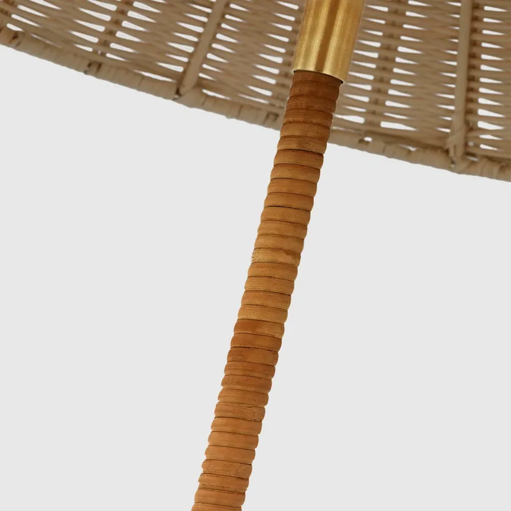 Wimberley Wicker Wrapped Floor Lamp - Natural, Brass