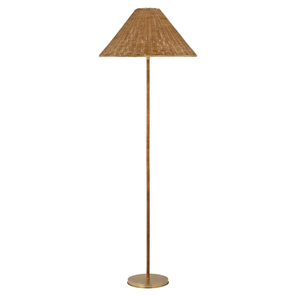 Wimberley Wicker Wrapped Floor Lamp - Natural, Brass image