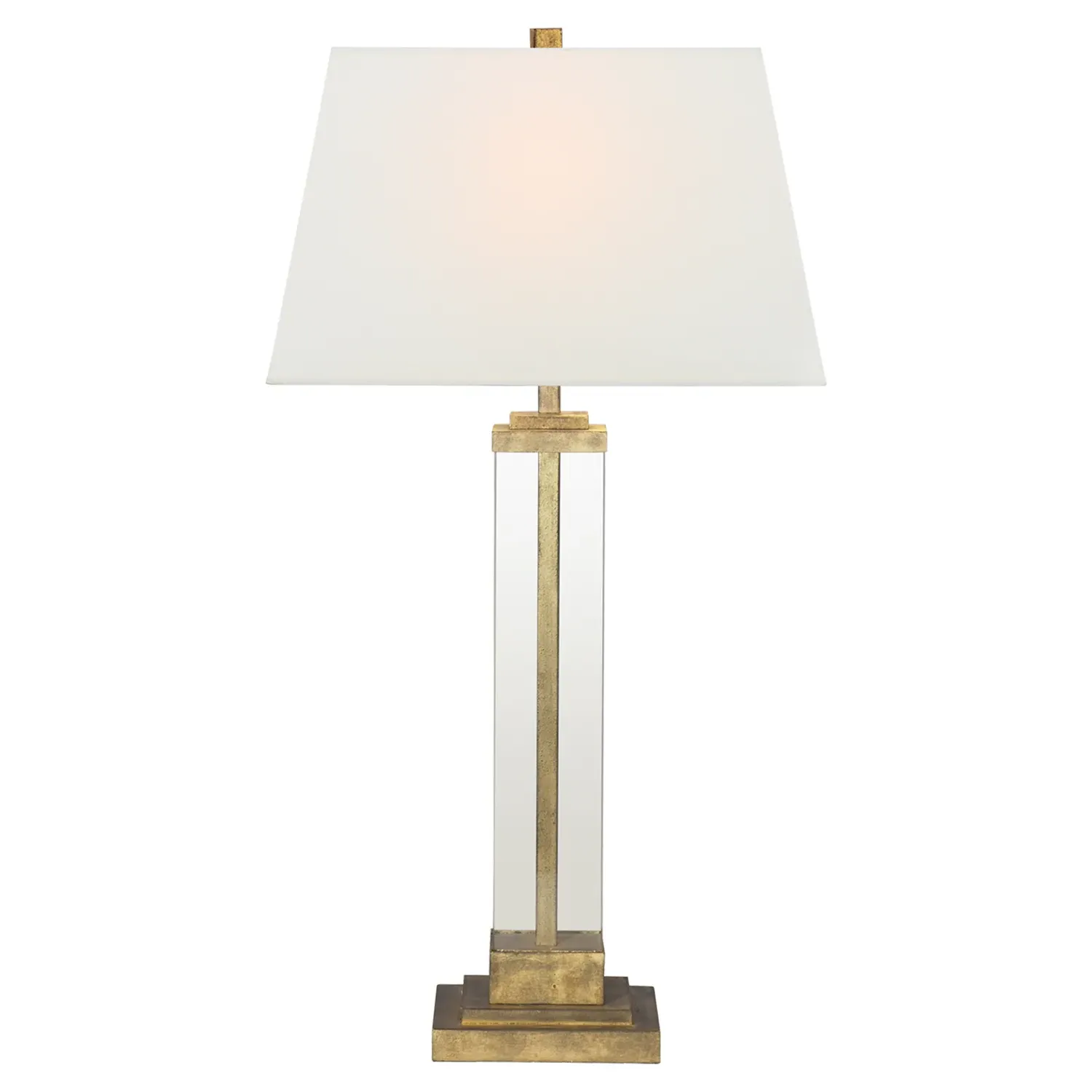 Wright Buffet Table Lamp with Linen Shade - Gilded Iron image