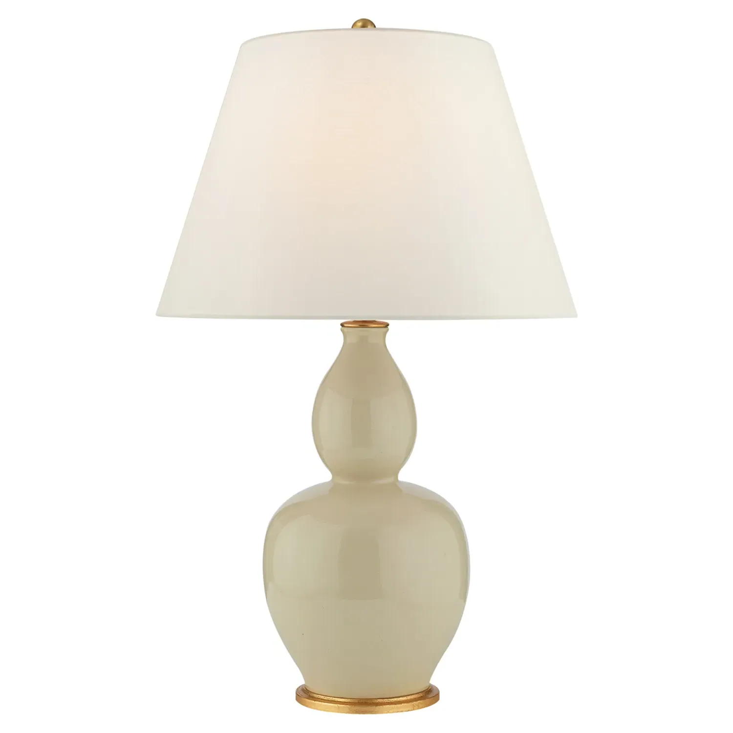 Yue Double Gourd Table Lamp with Linen Shade - Coconut, Porcelain image