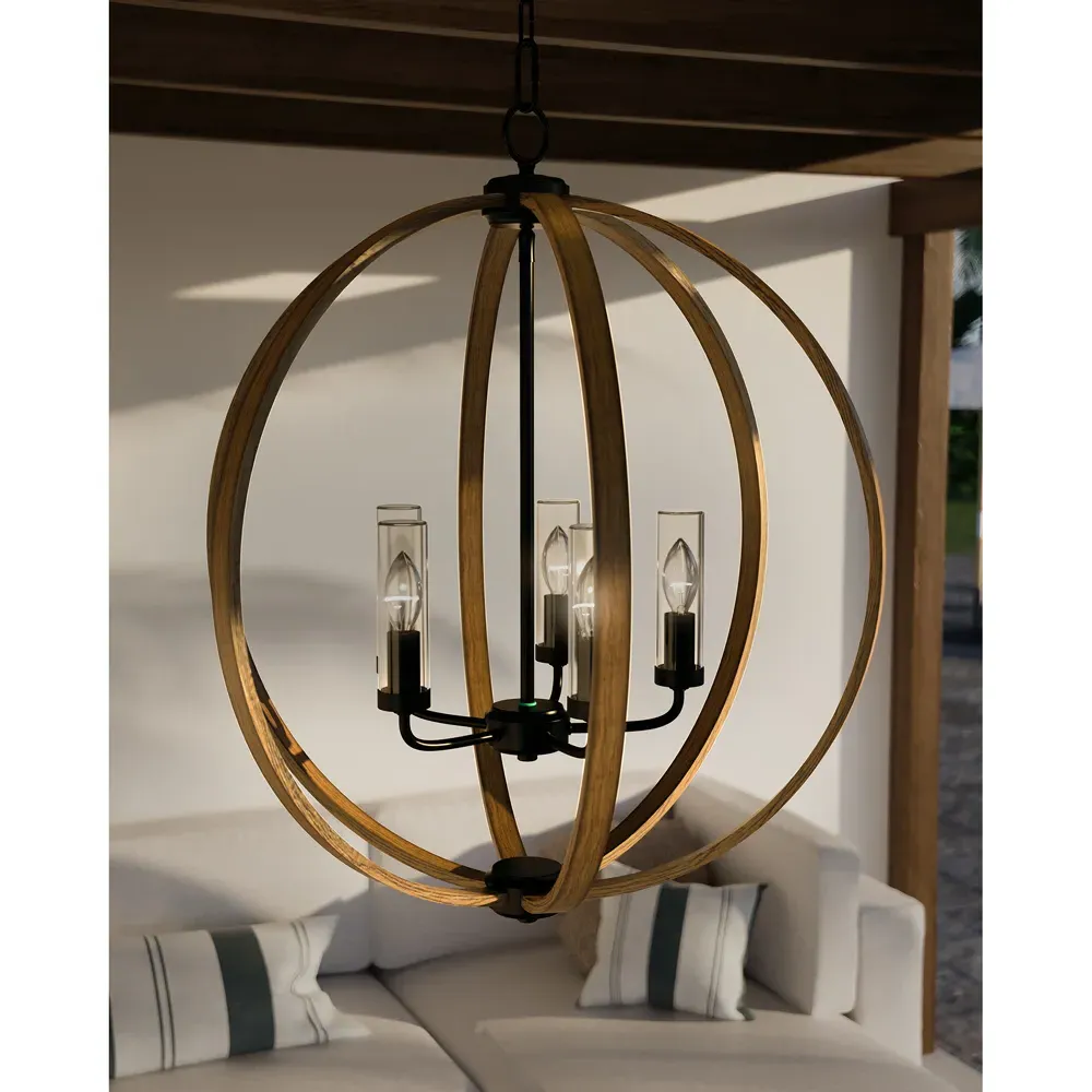Allier Outdoor Chandelier - Brown, Steel