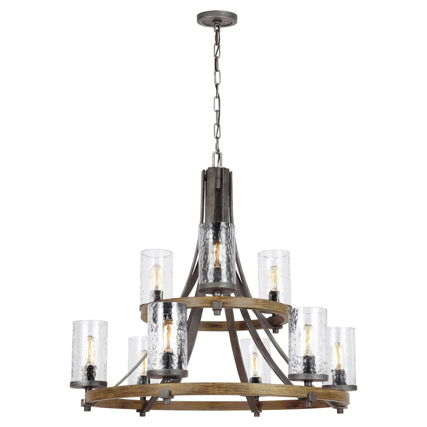 Angelo 2 Tier Chandelier - Weathered Oak, Steel