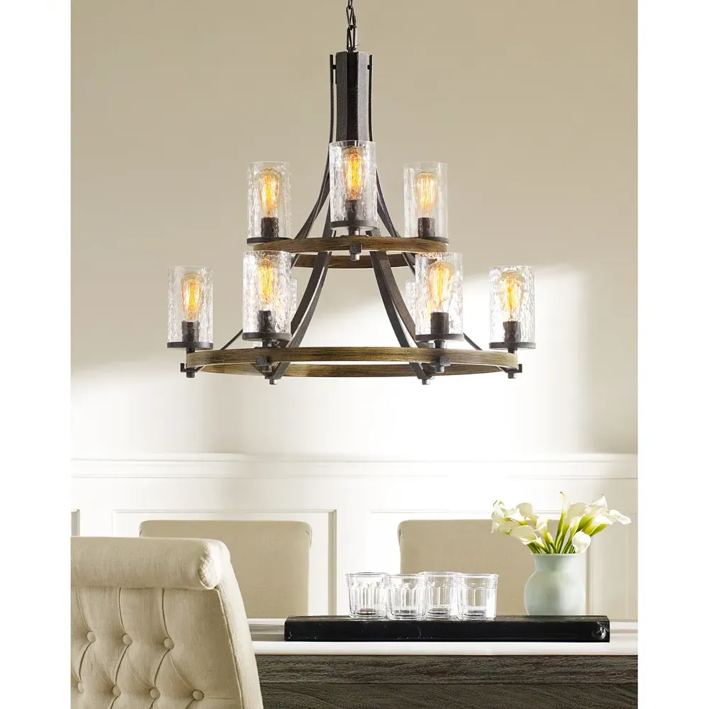 Angelo 2 Tier Chandelier - Weathered Oak, Steel
