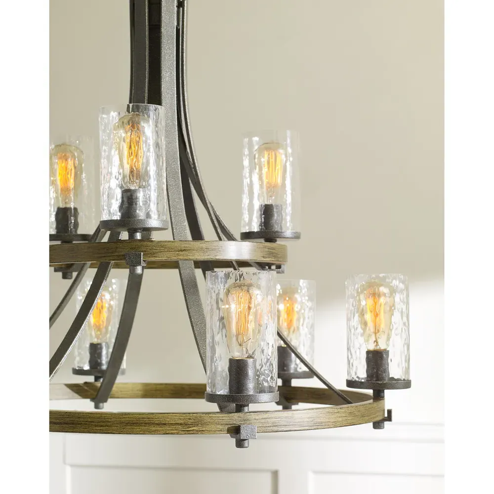Angelo 2 Tier Chandelier - Weathered Oak, Steel