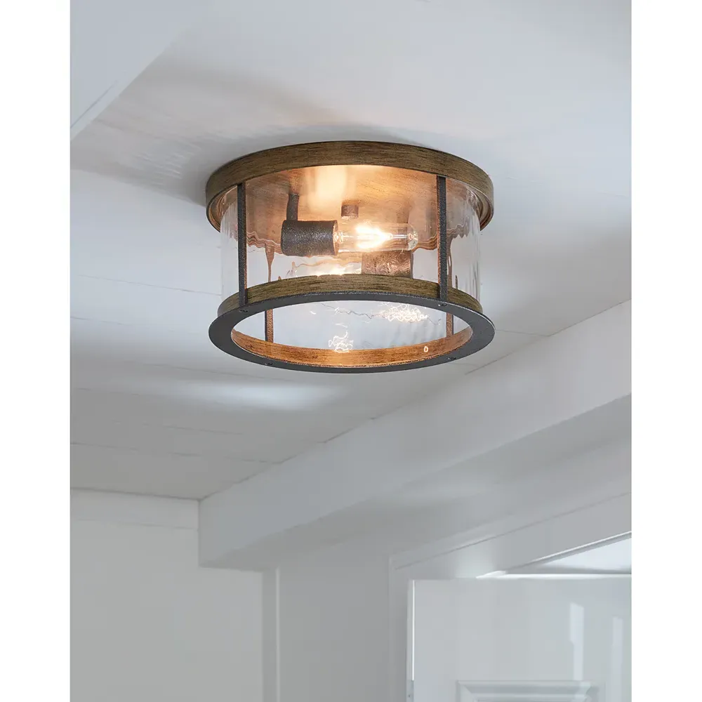 Angelo Flush Mount - Weathered Oak, Steel