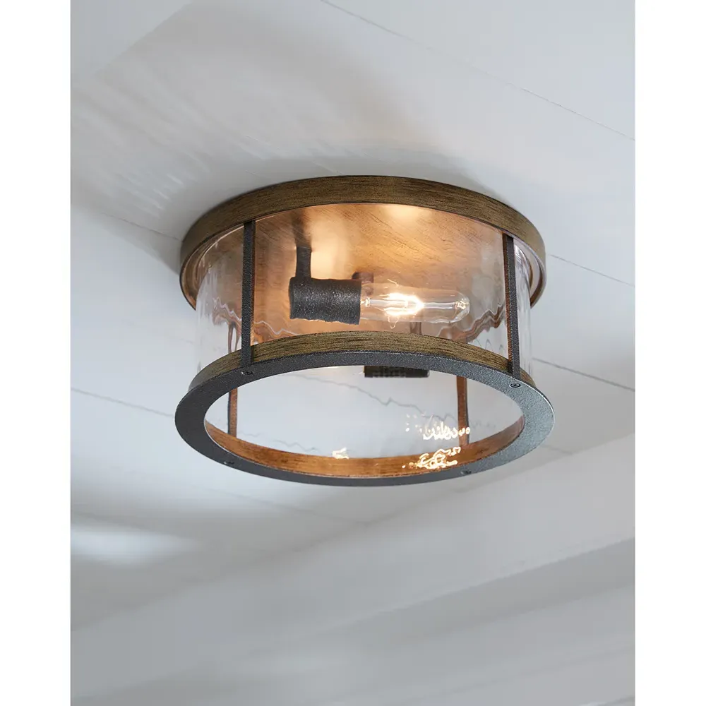 Angelo Flush Mount - Weathered Oak, Steel