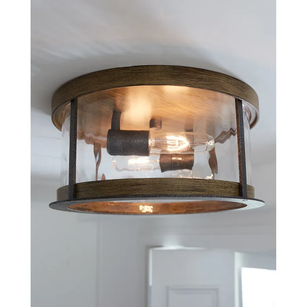 Angelo Flush Mount - Weathered Oak, Steel